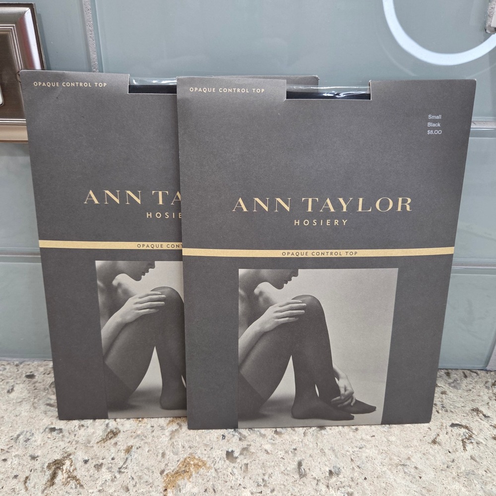 Ann Taylor Hosiery 2 Pack Black Opaque Control Top Tights Small NIP
